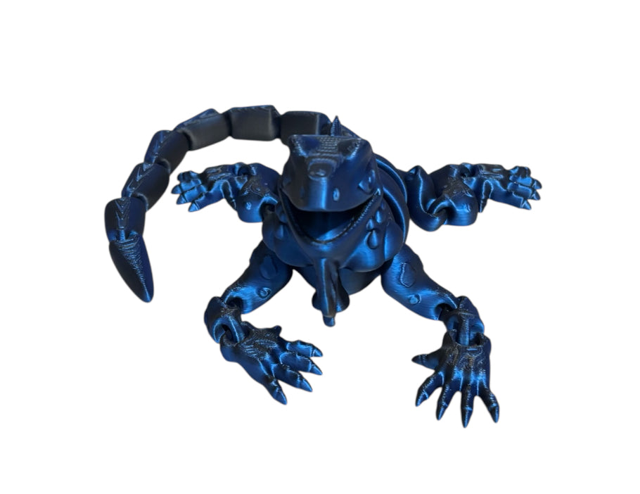 3D Printed - 12" Iguana - Black / Blue