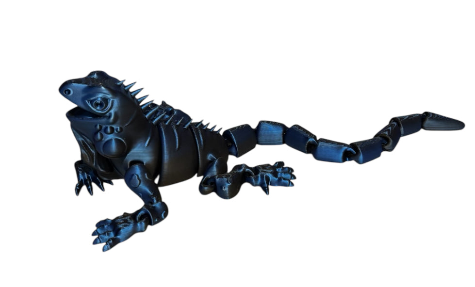 3D Printed - 8" Iguana - Blue / Black