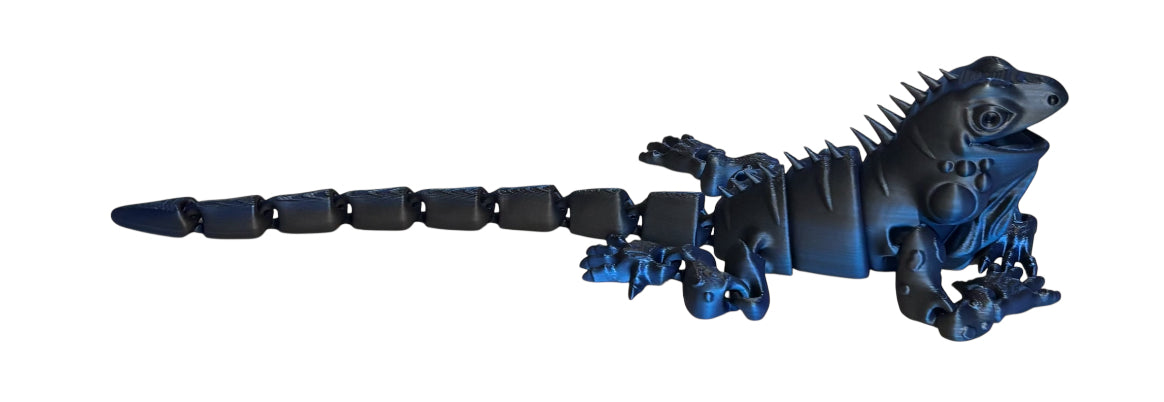 3D Printed - 12" Iguana - Black / Blue