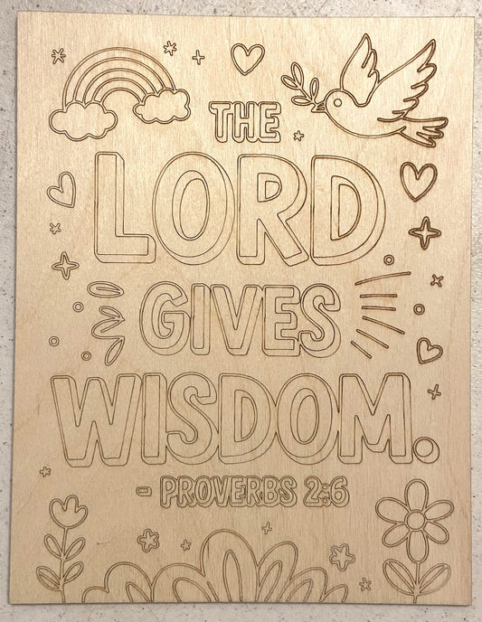 Ready to Paint Plywood 7" x 9" Coloring Boards - The Lord Gives Wisdom - S627
