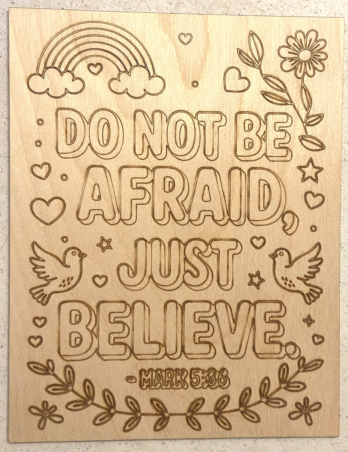 Ready to Paint Plywood 7" x 9" Coloring Boards - Do Not Be Afraid - S629