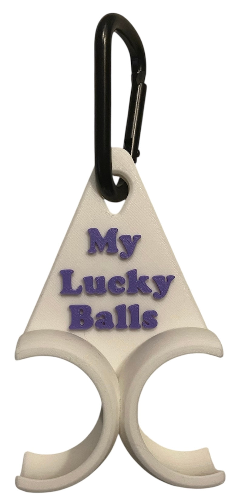 Golf Ball Holder "My Lucky Balls" - White w/Purple