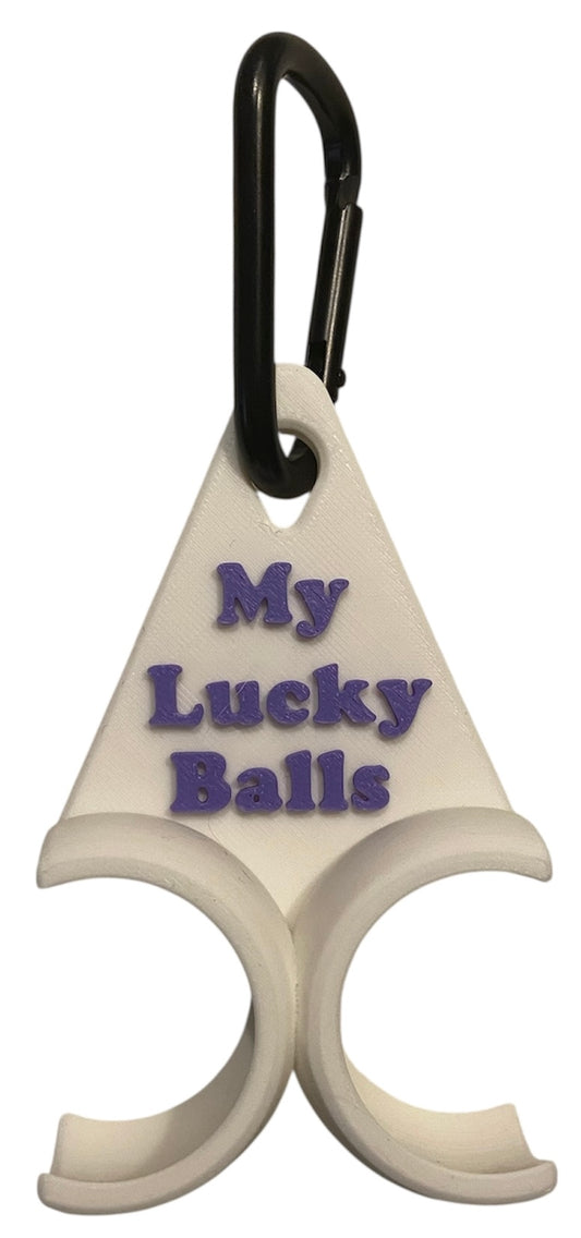 Golf Ball Holder "My Lucky Balls" - White w/Purple