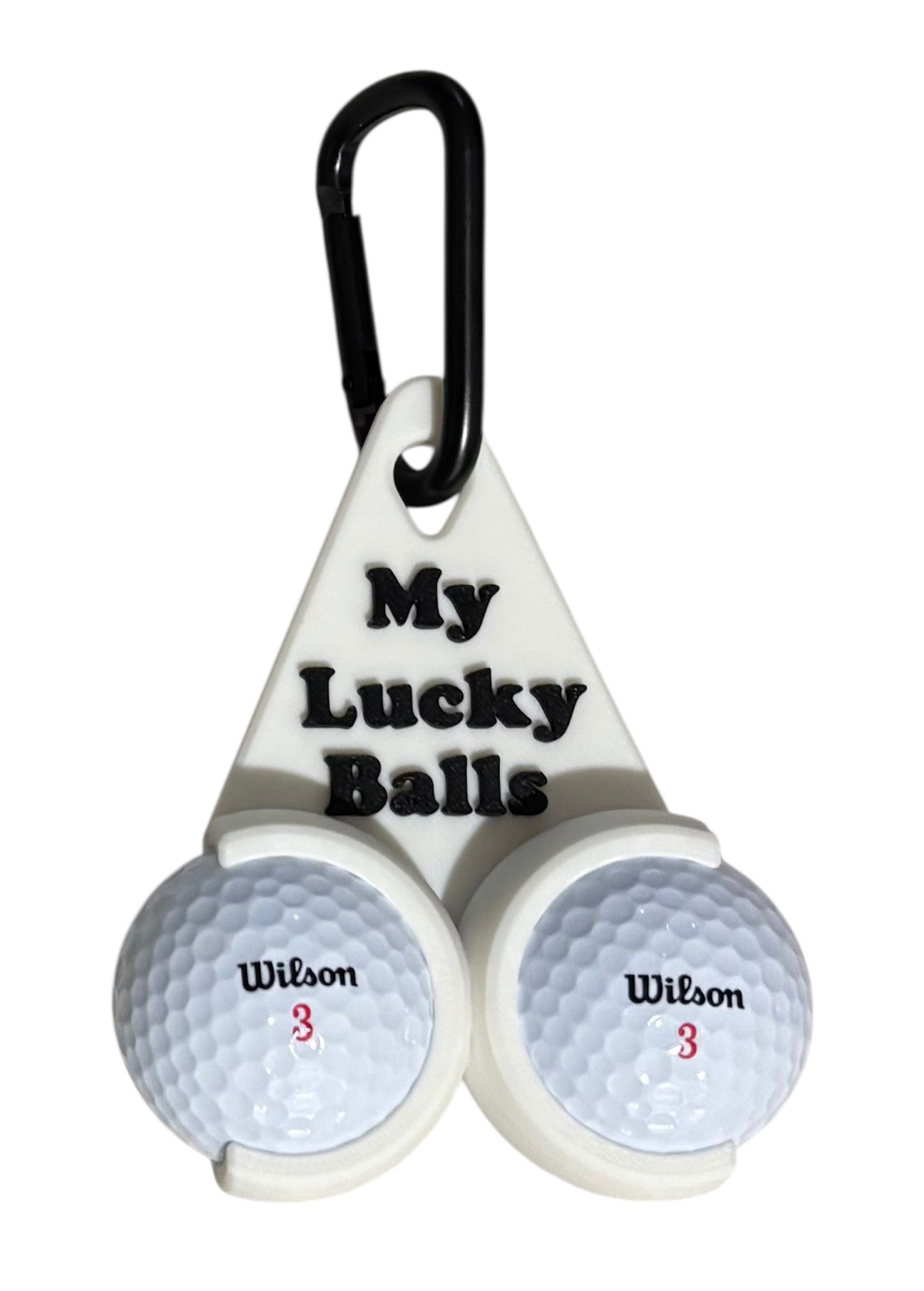 Golf Ball Holder "My Lucky Balls" - White w/Black