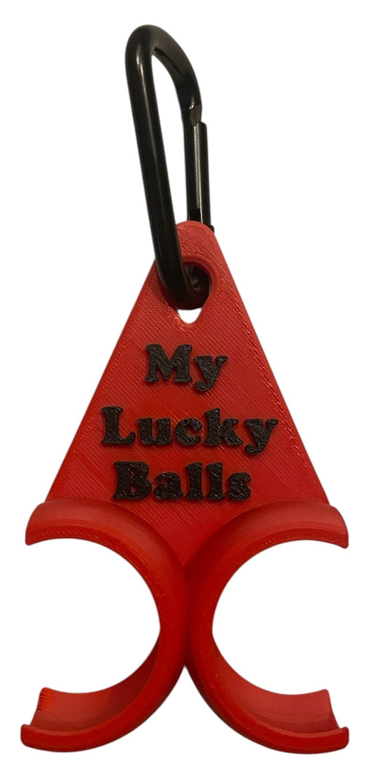 Golf Ball Holder "My Lucky Balls" - Red w/Black