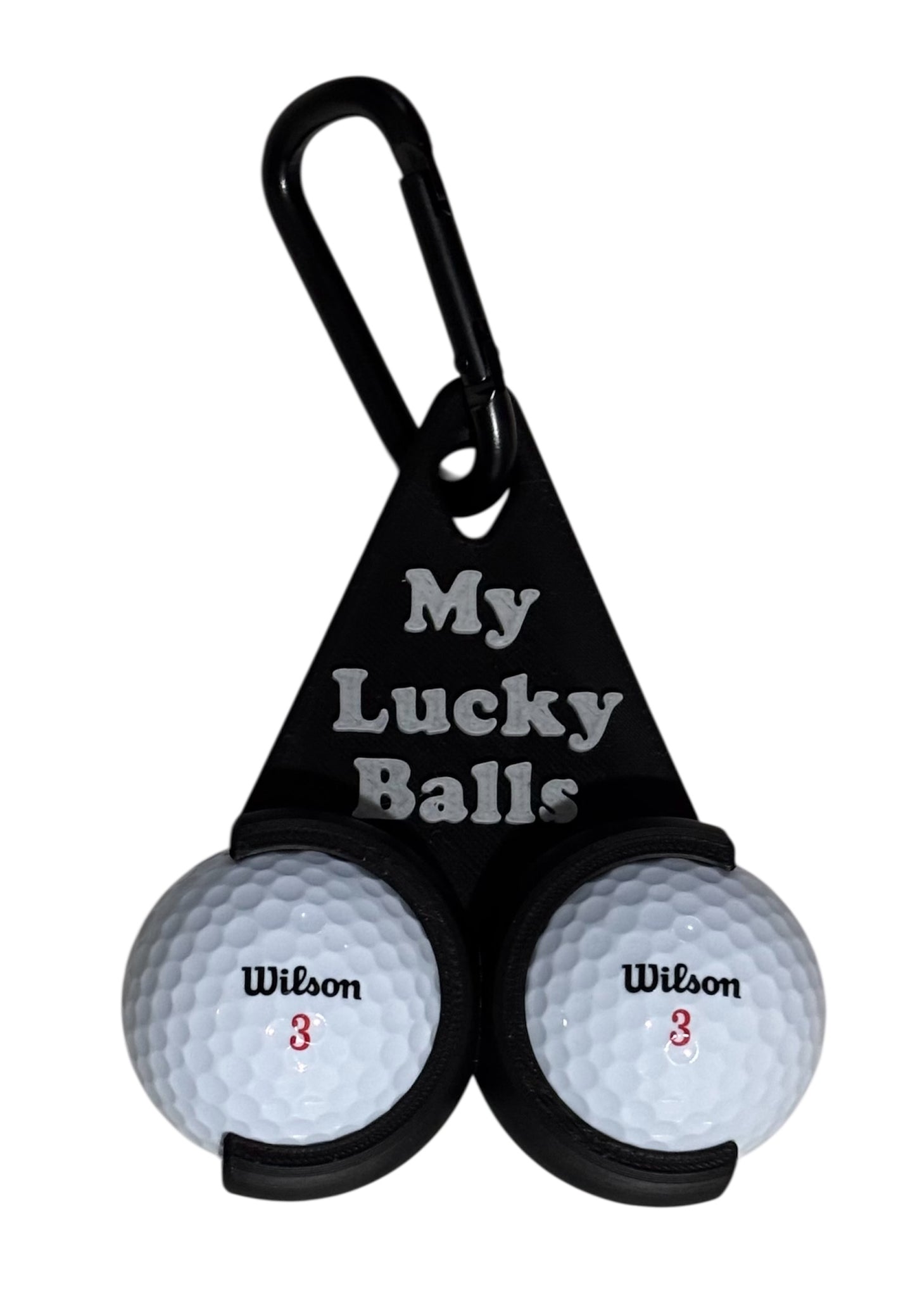 Golf Ball Holder "My Lucky Balls" - Black w/White