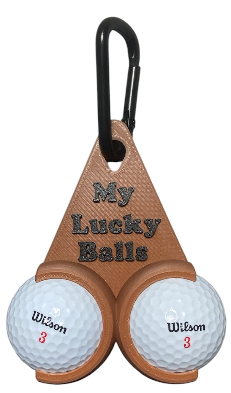 Golf Ball Holder "My Lucky Balls" - Brown with Black