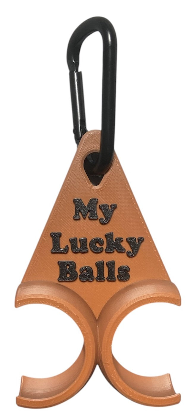 Golf Ball Holder "My Lucky Balls" - Brown with Black
