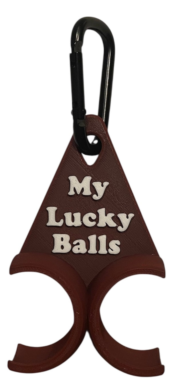 Golf Ball Holder "My Lucky Balls" - Maroon w/White