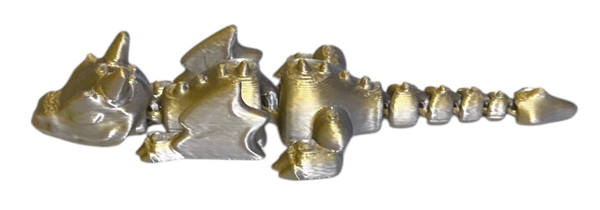 3D printed 4" Lazy Dragon Gold Silver