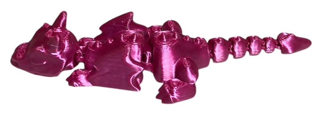3D printed 4" Lazy Dragon, Rose