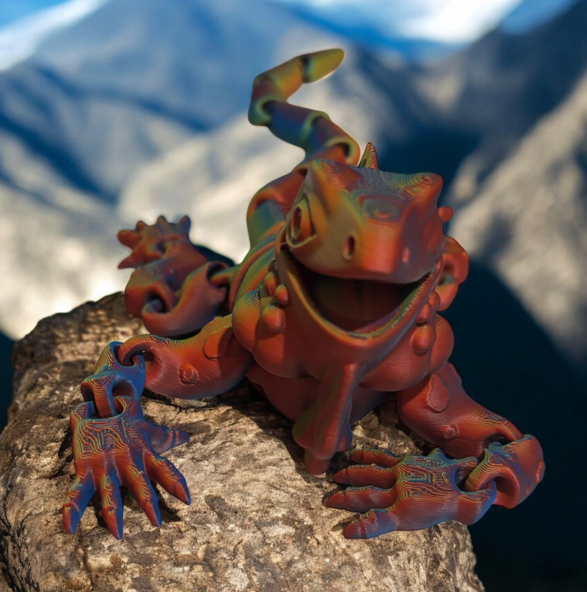 3D Printed - 8" Iguana - Neon