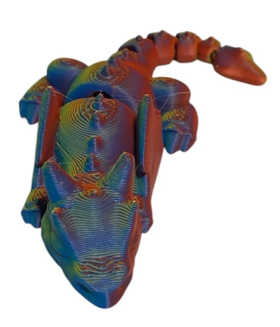 3D printed 4" Lazy Dragon, Neon