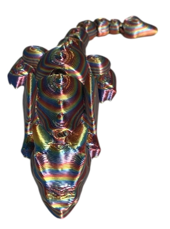 3D printed Lazy Dragon - 8-1/4" - Firework Stripe