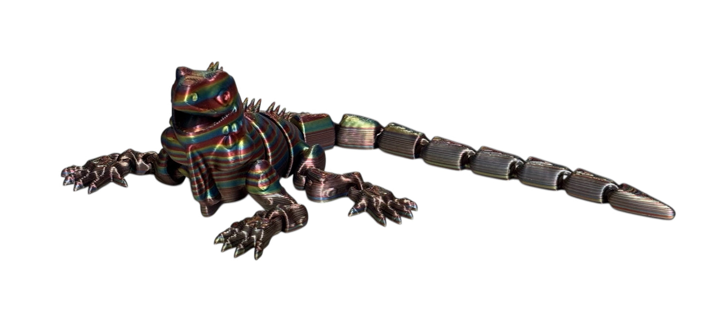 3D Printed - 8" Iguana - Firework Stripe