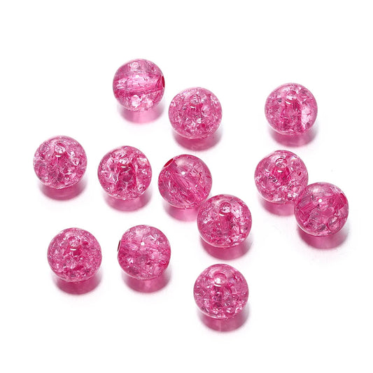 10mm Cracked Crystal Acrylic Beads - Red Rose - 10/package