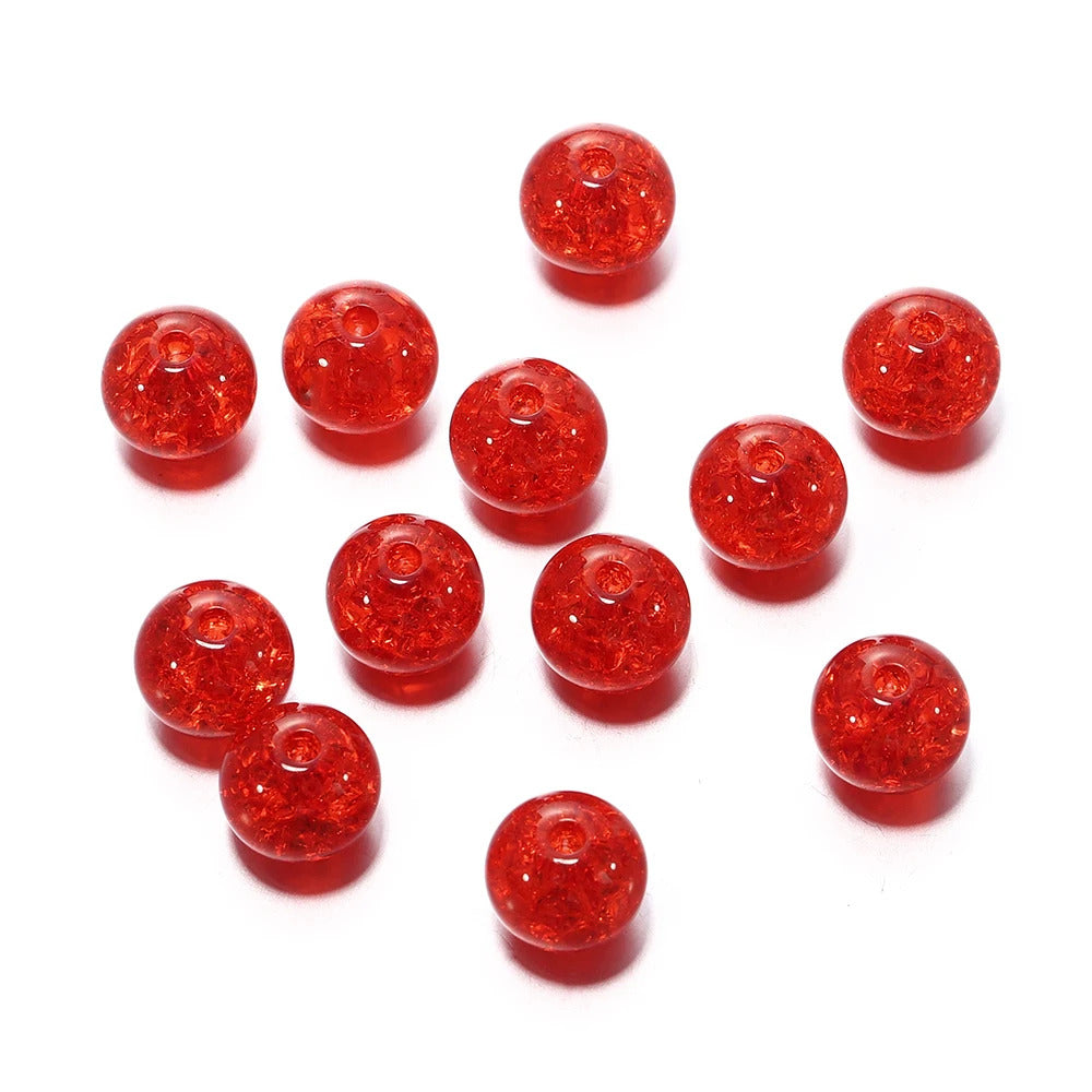 10mm Cracked Crystal Acrylic Beads - Red - 10/package