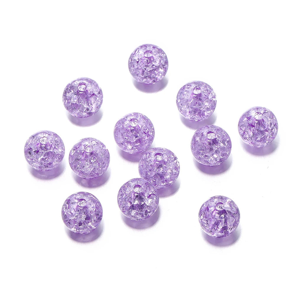 10mm Cracked Crystal Acrylic Beads - Purple - 10/package