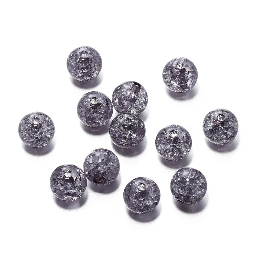 10mm Cracked Crystal Acrylic Beads - Gray - 10/package