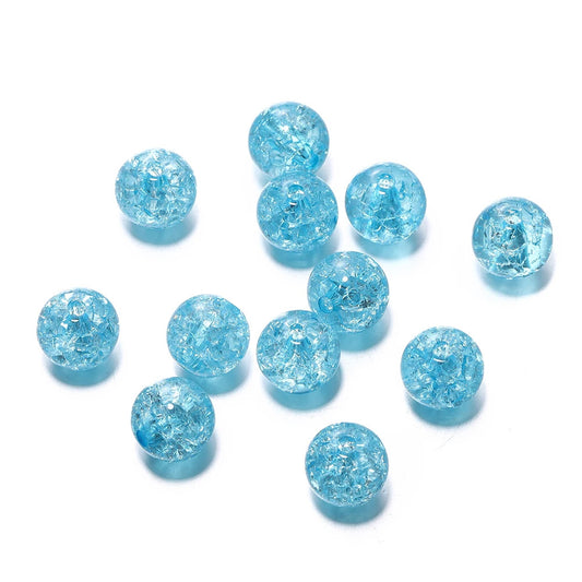 10mm Cracked Crystal Acrylic Beads - Blue - 10/package