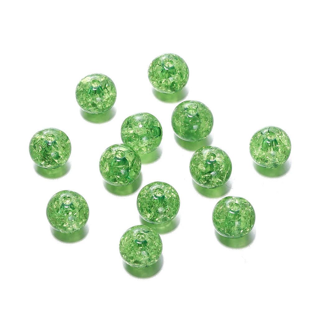 10mm Cracked Crystal Acrylic Beads - Green - 10/package