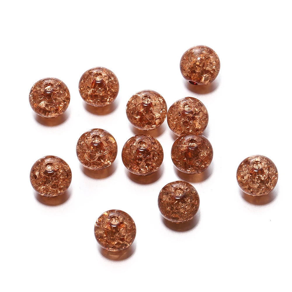 10mm Cracked Crystal Acrylic Beads - Brown - 10/package