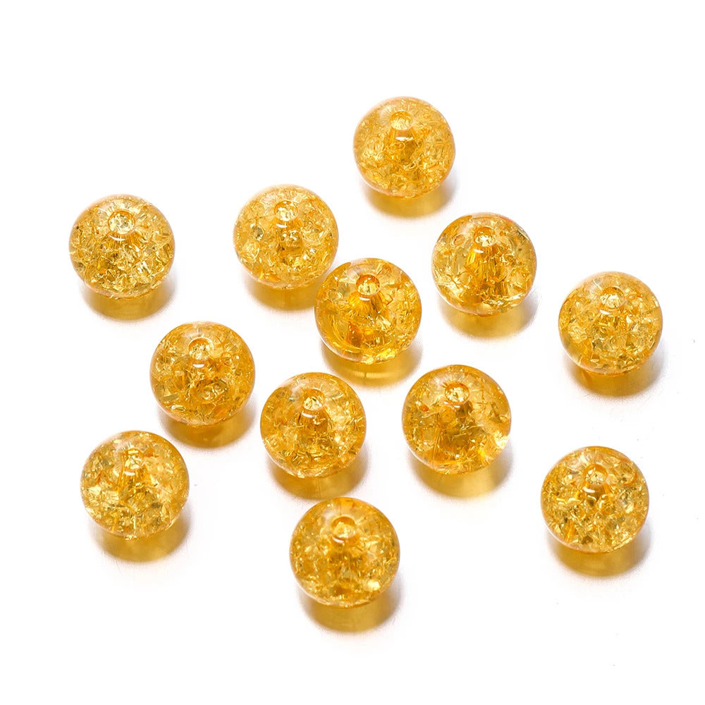 10mm Cracked Crystal Acrylic Beads - Orange - 10/package