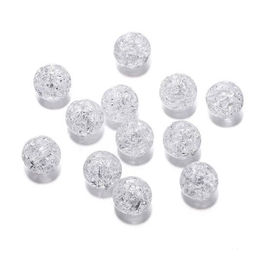 10mm Cracked Crystal Acrylic Beads - White - 10/package