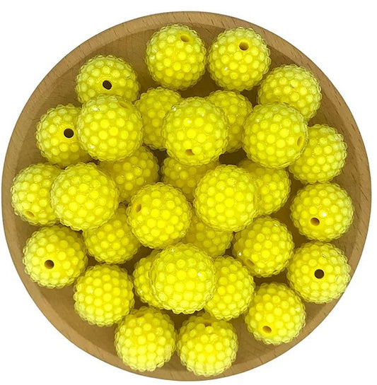 20mm Rhinestone Bubblegum Acrylic Beads - Yellow - 5/package