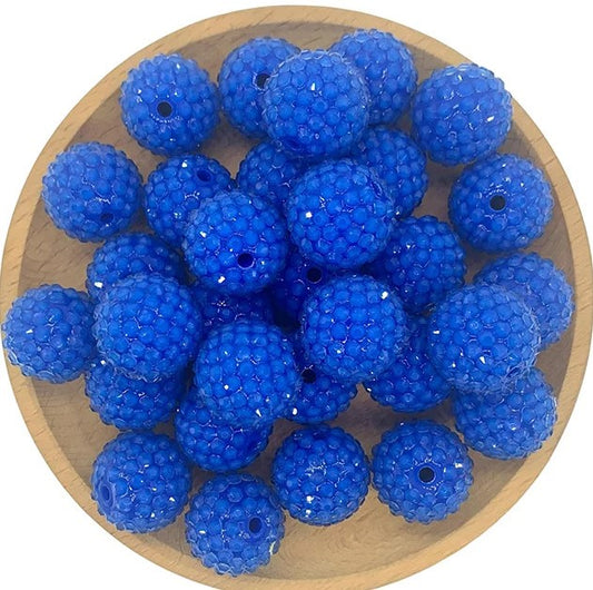 20mm Rhinestone Bubblegum Acrylic Beads - Dark Blue - 5/package