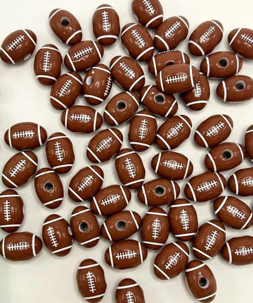 12mm x 18mm Football Acrylic Beads - 5/package