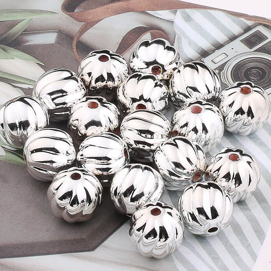 16mm Acrylic Pumpkin Beads - Silver - 5/package AB020