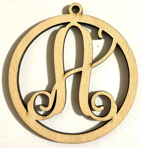 Ready to Paint Shape - 1/8" Birch - Monogram Ornament "A" S130