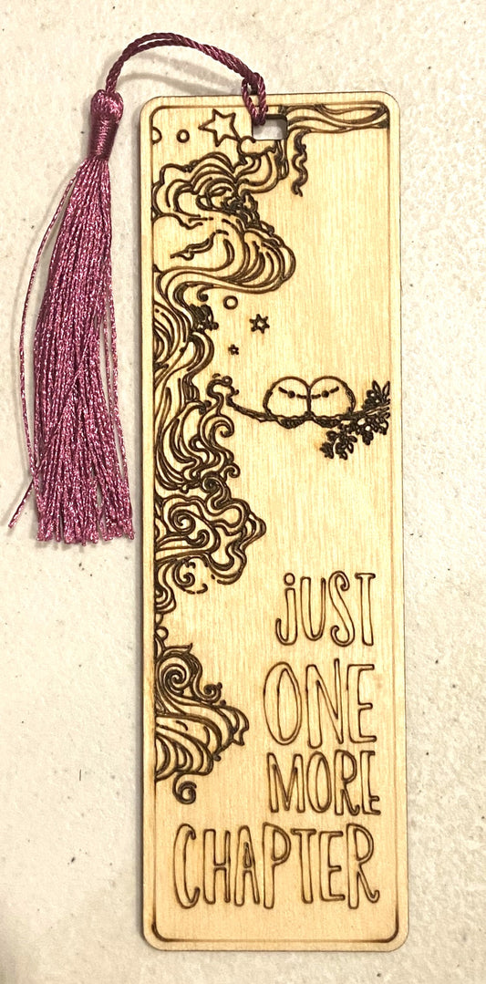 Wood Bookmark - Just One More Chapter - Purple Tassel