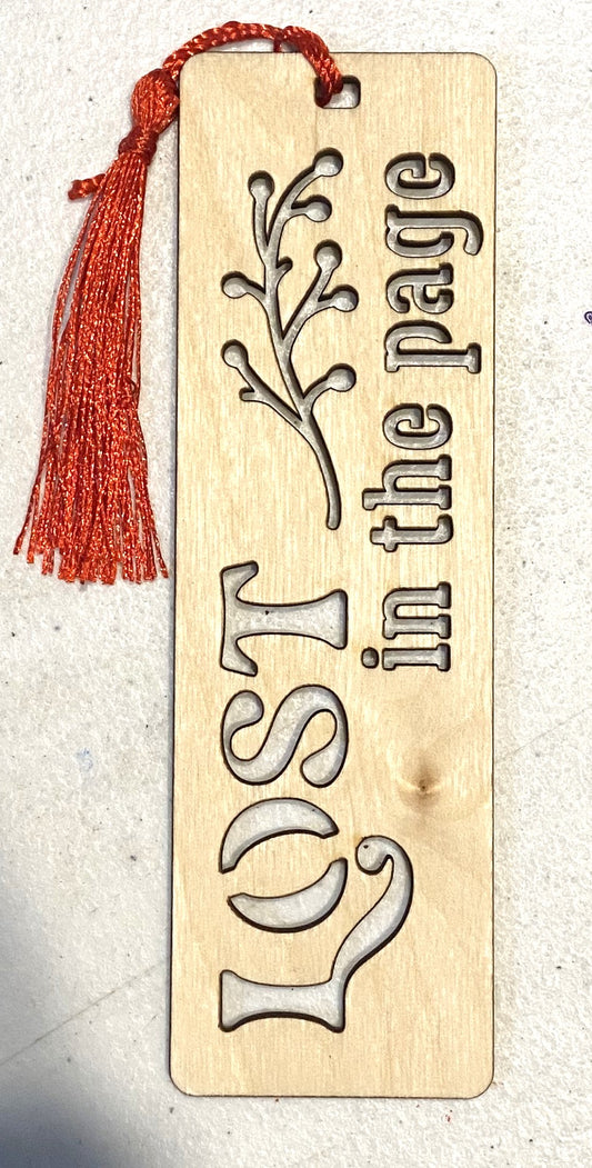 Wood Bookmark - Lost in the Page - Red Tassel