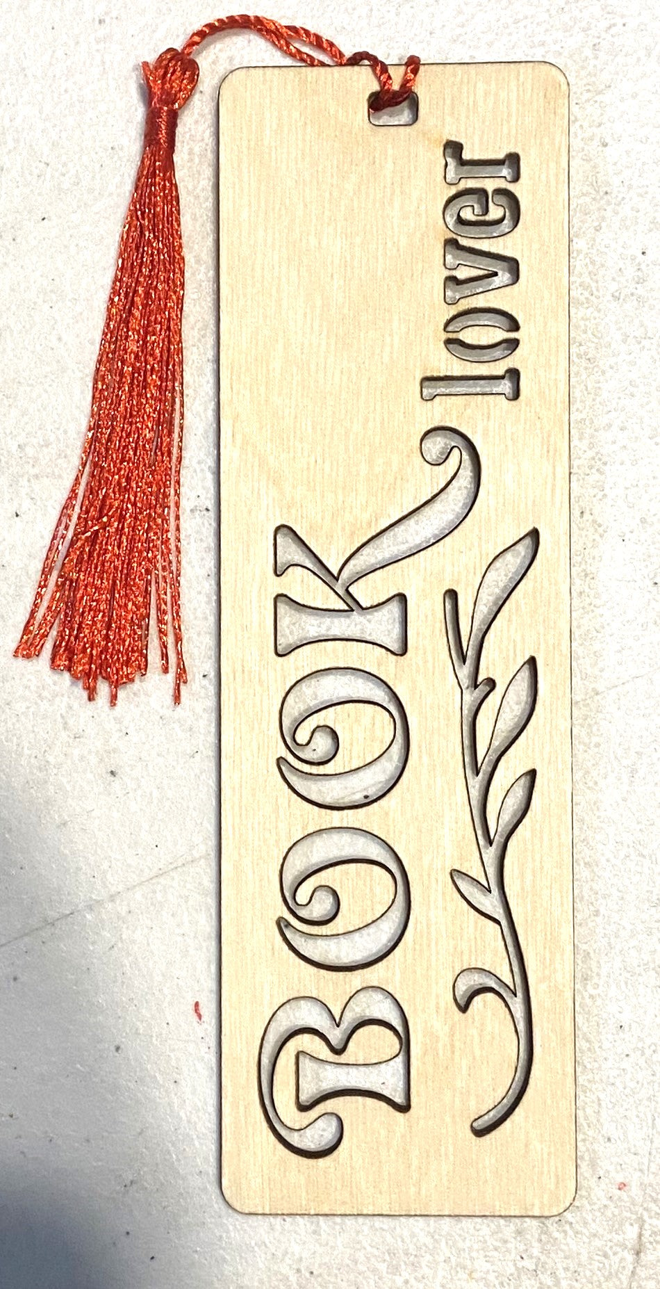 Wood Bookmark - Book Lover - Red Tassel