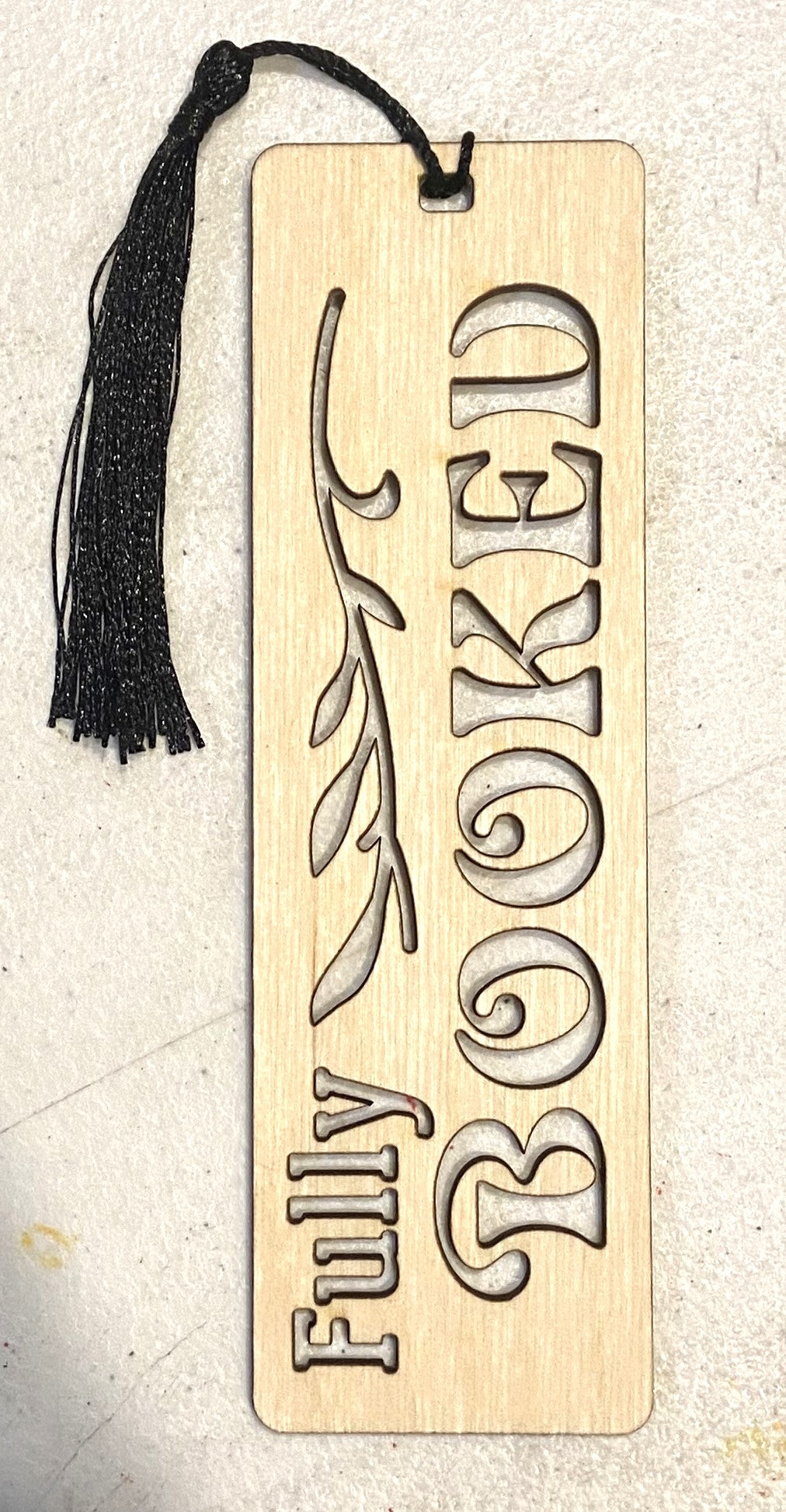 Wood Bookmark - Fully Booked - Black Tassel