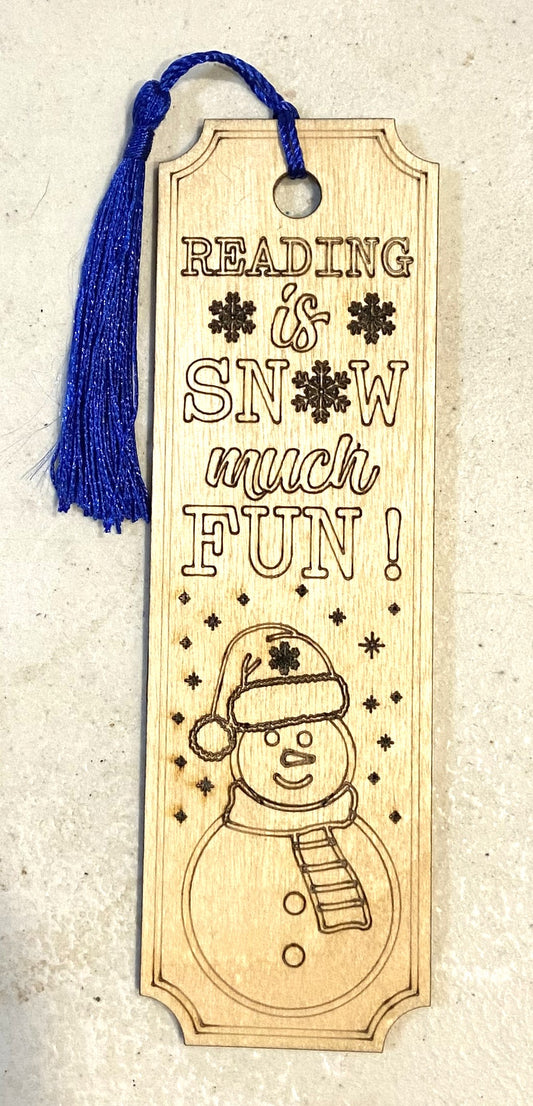 Wood Bookmark - Reading Is So Much Fun - Blue Tassel