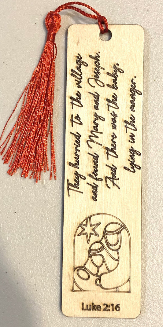 Wood Bookmark - Luke 2:16