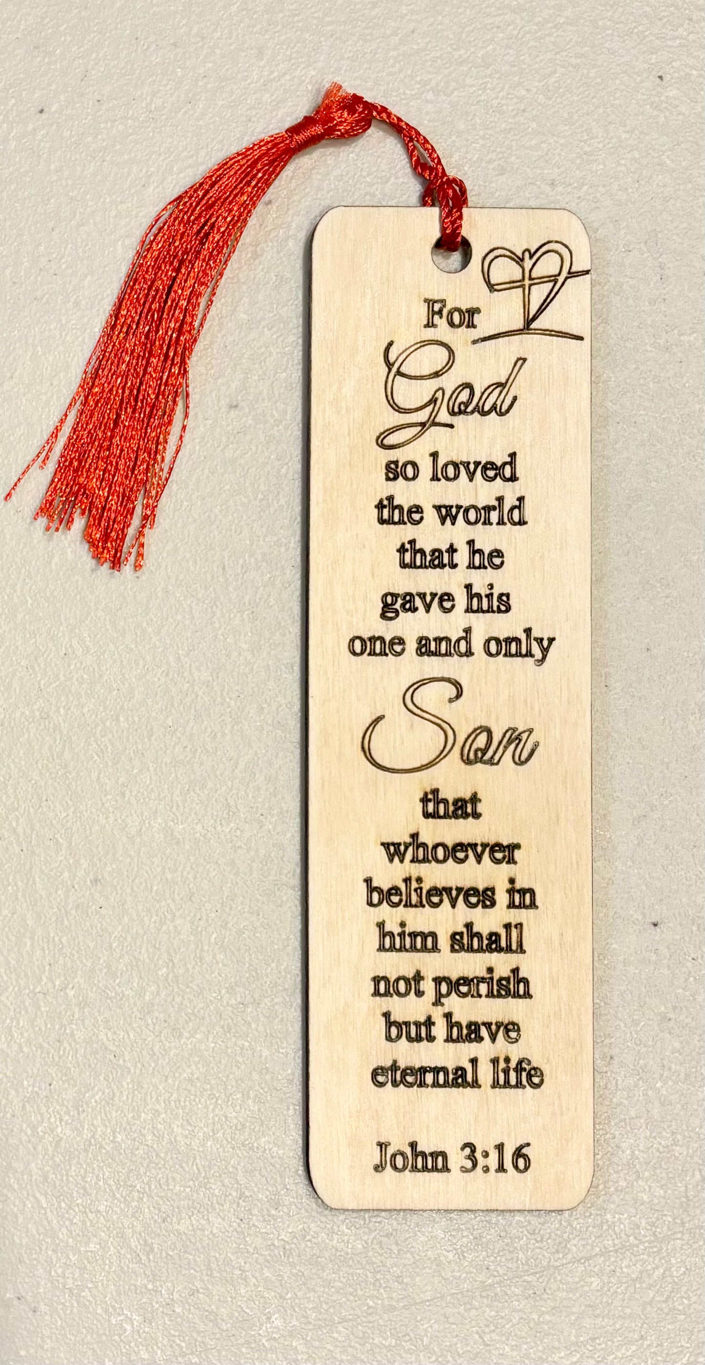 Wood Bookmark - John 3:16 - B075