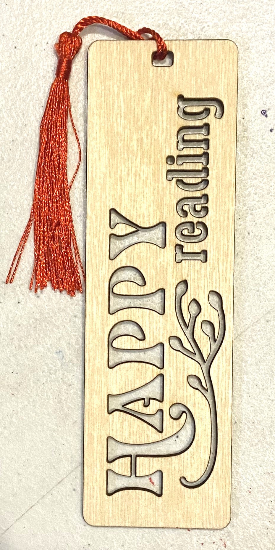 Wood Bookmark - Happy Reading - Red Tassel