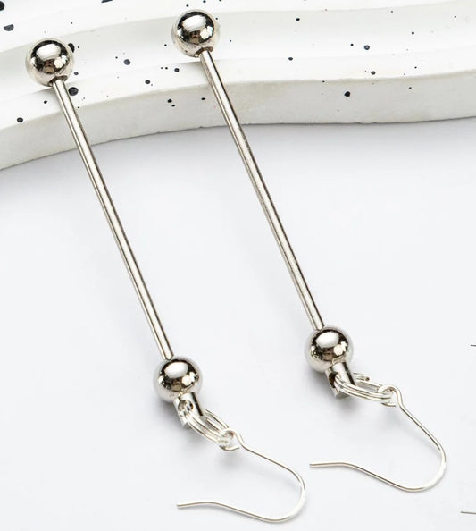 3" Beadable Earring Bar Pair Silver