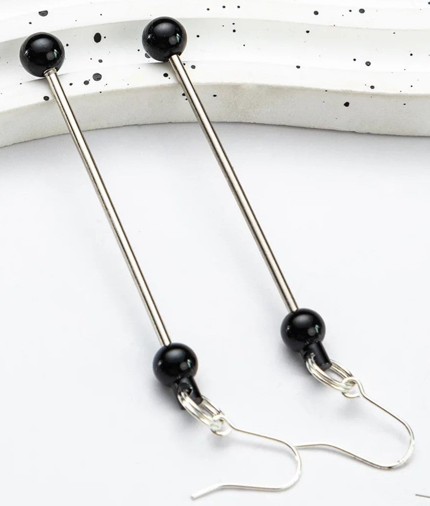 3" Beadable Earring Bar Pair Black