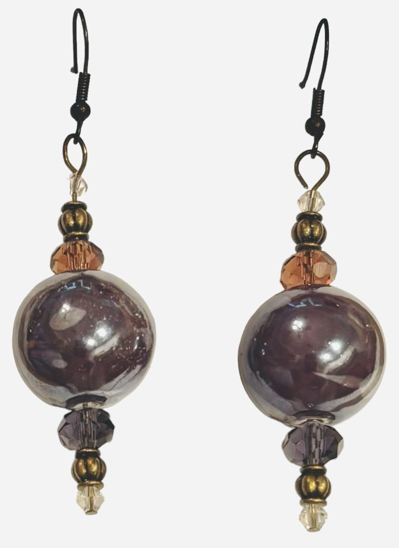 Purple Ball Bead Earrings