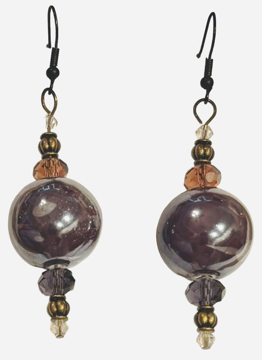 Purple Ball Bead Earrings