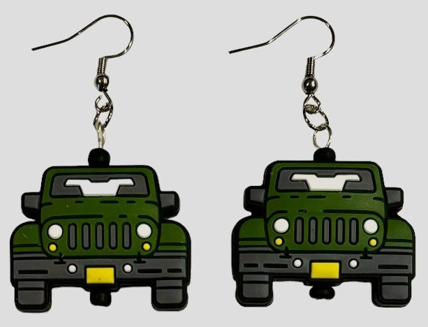 Jeep Focal Bead Earrings Green