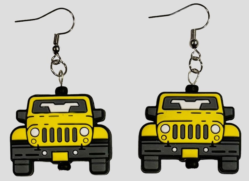 Jeep Focal Bead Earrings Yellow