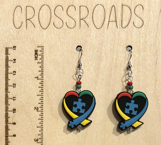 Autism 1 Focal Bead Earrings Black