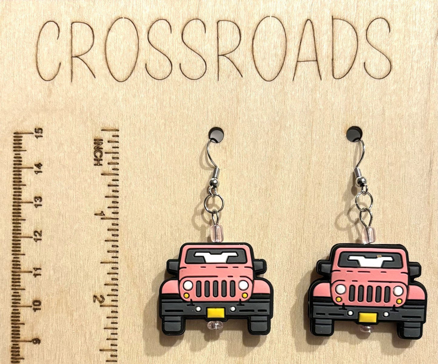 Jeep Focal Bead Earrings Pink