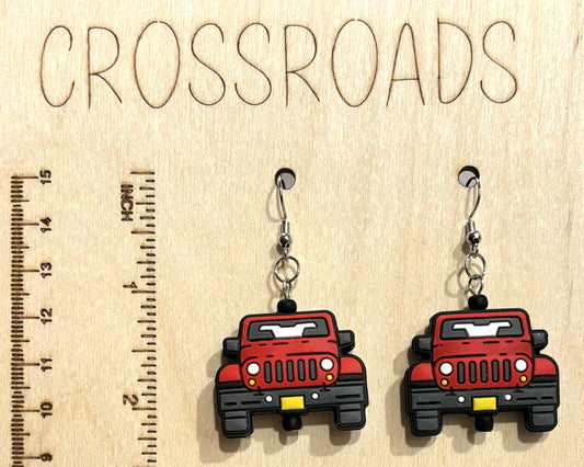 Jeep Focal Bead Earrings Red